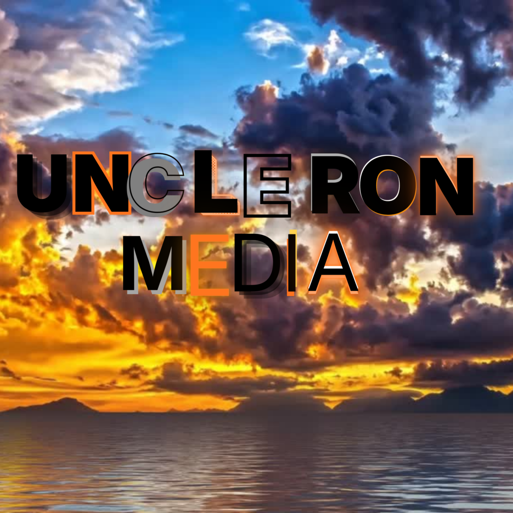 Fun Uncle Ron Media logo set on a beautiful sky