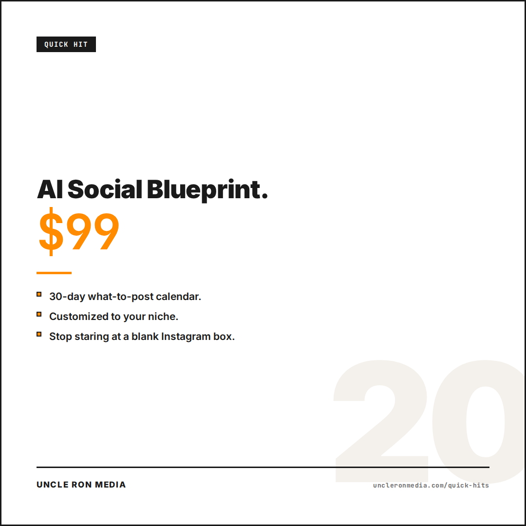 AI social blueprint, a 30 day what to post calendar