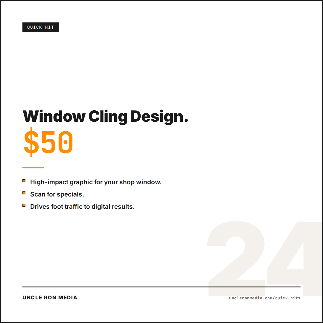 Window Cling Design, 50 dollars
